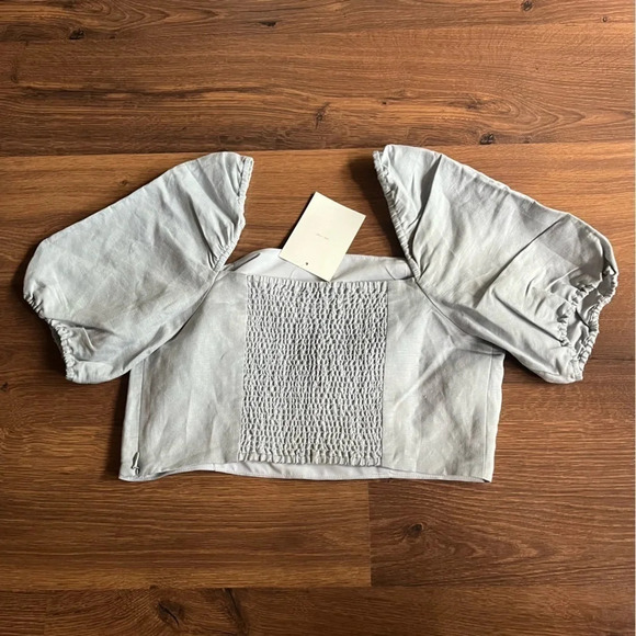 NWT LINEN/LIN BLEND PUFF SLEEVE BLOUSE - Picture 10 of 14